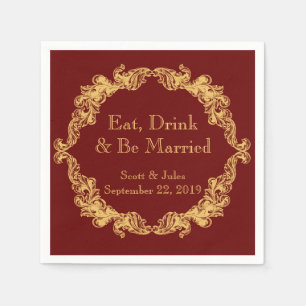 Essen, trinken und Verheiratet sein Vintage Hochze Serviette