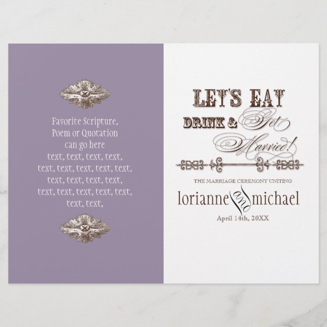 Essen, trinken und Verheiratet werden, feierliche  (Vorderseite)