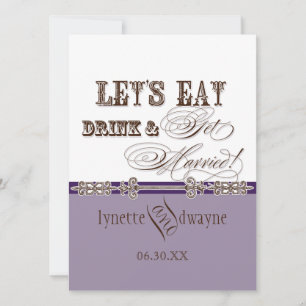 Essen, trinken und Verheiratete Hochzeitsfeier ein Einladung