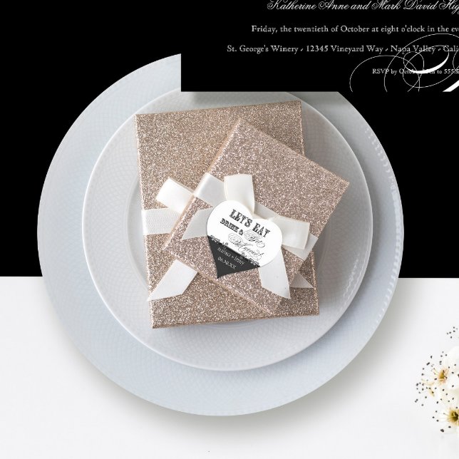 Essen, Trinken und Verheiratete Schwarz-weiße Typo Herz-Aufkleber (Von Creator hochgeladen)