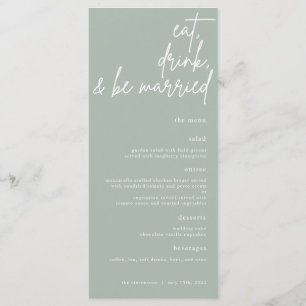 Essen, trinken und Verheiratete Skriptpresse Menükarte