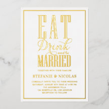 Essen, trinken und Verheiratete Typografie Hochzei