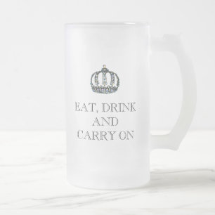"ESSEN, TRINKEN UND WEITER" Bierkrug Mattglas Bierglas