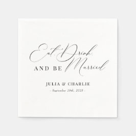 Essen, trinken, Verheiratet sein moderne, elegante Serviette