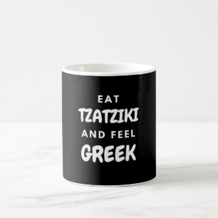 Essen Tzatziki und fühlen Sie griechische Geschen Kaffeetasse