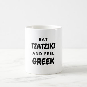 Essen Tzatziki und fühlen Sie griechische Geschen Kaffeetasse