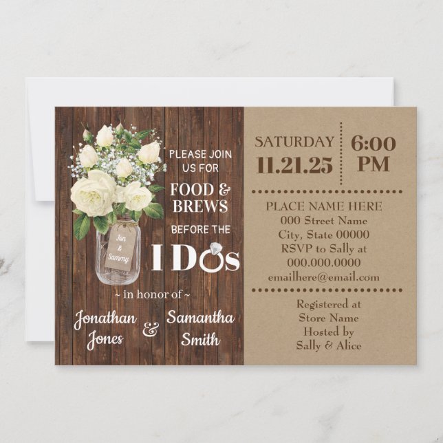 Essen und Brauen bevor ich Hochzeitsdusche mache Einladung (Vorderseite)