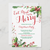 Essen und Frohe Weihnachten Party Einladung