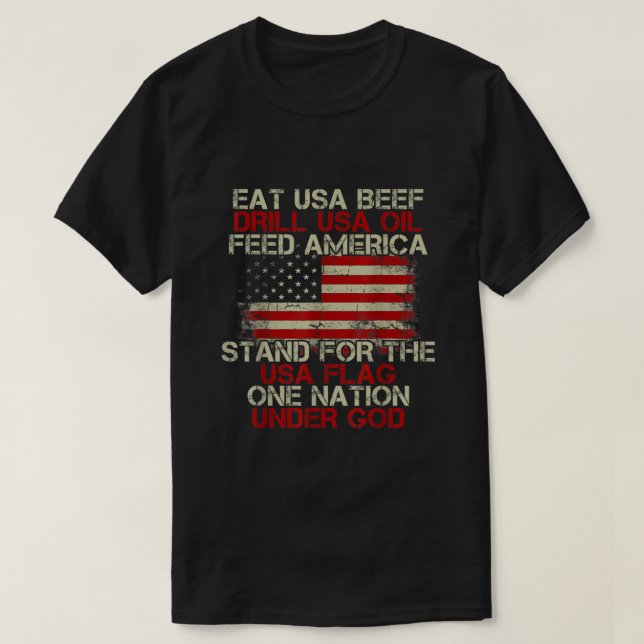 Essen USA Rindfleischbohrer USA Öl Füttre Amerika  T-Shirt (Design vorne)