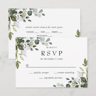 Essen wählen Einfache elegante Eukalyptus-Hochzeit RSVP Karte