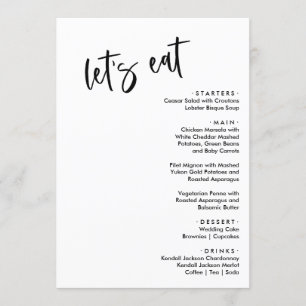 Essen wir Hochzeitsmenüs Menükarte