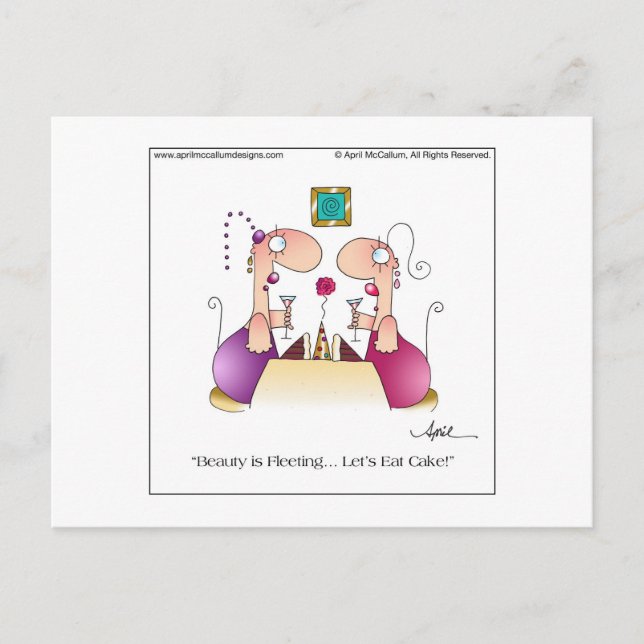 ESSEN WIR KUCHEN! Postkarte bis April McCallum (Vorderseite)