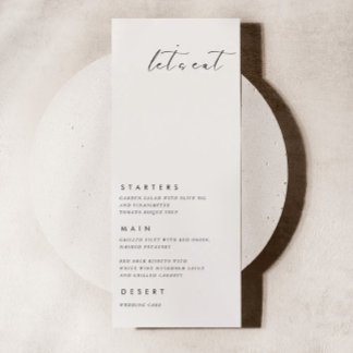 Essen wir moderne Minimalistische Hochzeitskarte Menükarte