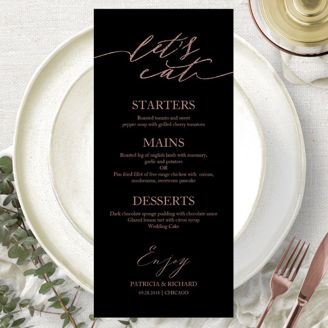 Essen wir schicke Script Wedding Menu Card für Pla Menükarte (Von Creator hochgeladen)