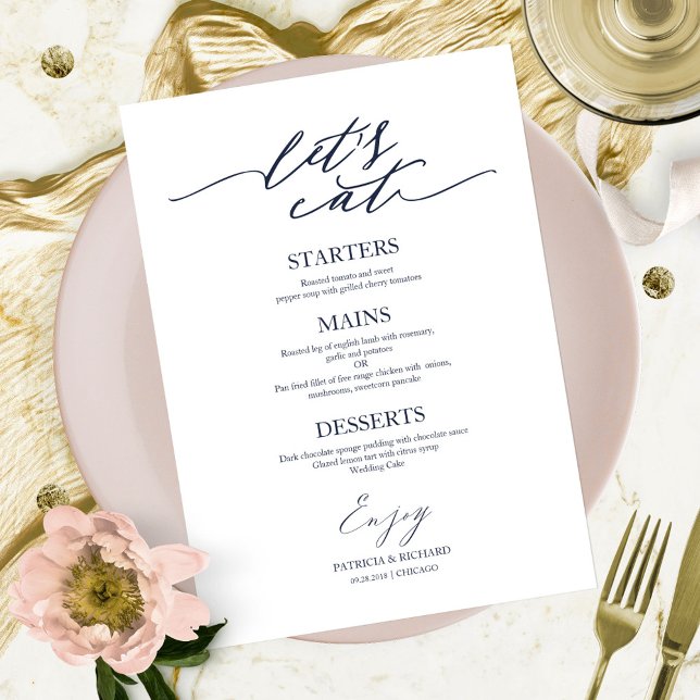 Essen wir schicke Script Wedding Menu Card für Pla Menükarte (Von Creator hochgeladen)