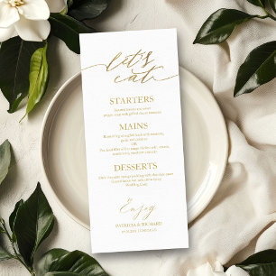 Essen wir schicke Script Wedding Menu Card für Pla Menükarte