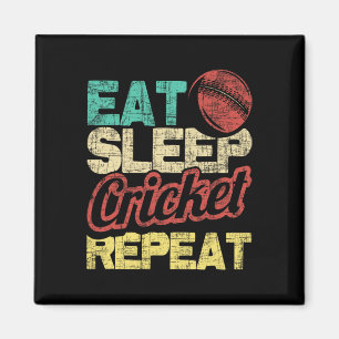 Essend Schlaf Cricket Wiederholung - Cricketmesser Magnet