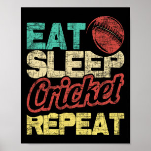 Essend Schlaf Cricket Wiederholung - Cricketmesser Poster