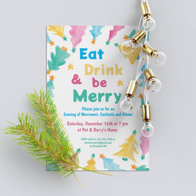 Essende Drink & be Merry Party Einladung Template (Eat Drink & be Merry Party Invitation Template)