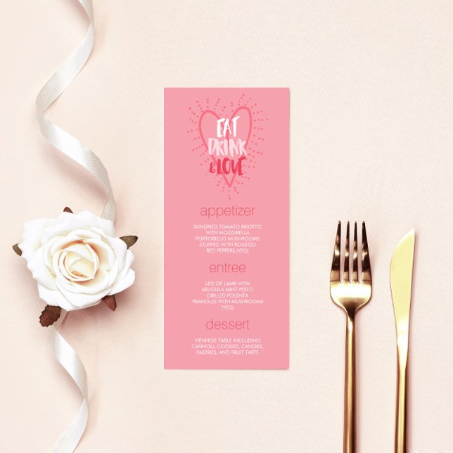 Essende Drink Liebe | Menü zum Abendessen am Valen Menükarte (Von Creator hochgeladen)