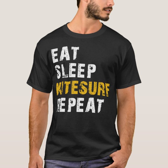 Essenschlafkitesurf wiederholen T-Shirt (Vorderseite)