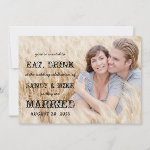 Essensgetränk Verheiratete Rustikale Hochzeit Einladung