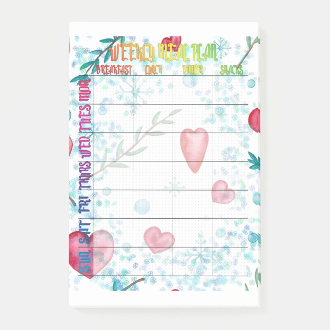 Essensplan für die wöchentliche post-it klebezettel (Vorderseite)