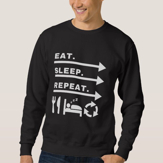 Essensschlafen Wiederholen Sie Minimalistisches Mo Sweatshirt (Vorderseite)