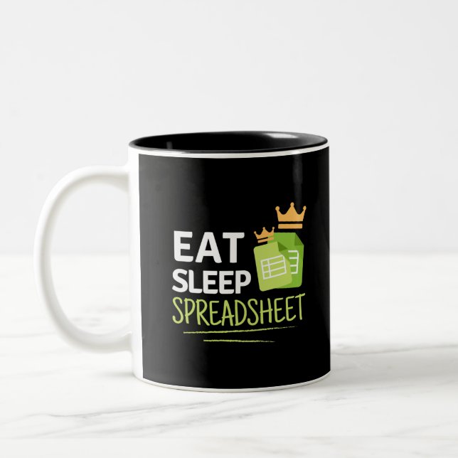 Essensschlafspreadsheet - Zwei-Tonen-Kaffeepause - Zweifarbige Tasse (Links)