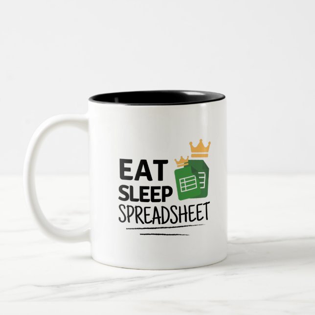 Essensschlafspreadsheet - Zwei-Tonen-Kaffeepause - Zweifarbige Tasse (Links)