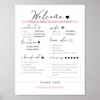 Essential Airbnb Info Sign - Airbnb House Rules Poster