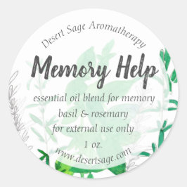 Essential Oil Product Label Rosemary Basics Custom Runder Aufkleber