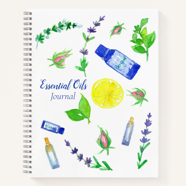 Essential Oils Journal Rosenknospe Kraut Lemon Notizbuch (Vorderseite)
