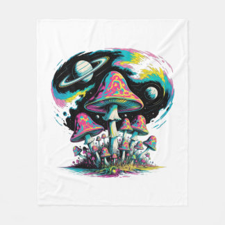 Essential Psychedelic Fungi Fantasia Throw Blanket Fleecedecke