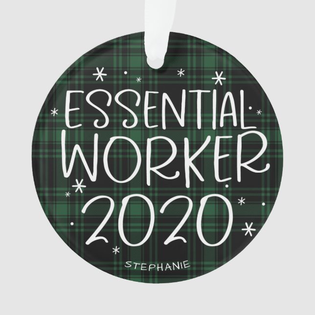 Essential Worker 2020 Covid Christmas Green Karier Ornament (Vorderseite)