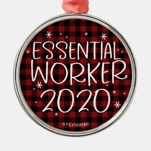 Essential Worker 2020 Covid Pandemic Weihnachten Ornament Aus Metall (Vorne)