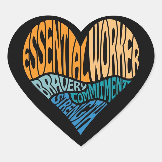 Essential Worker Heart Art Herz-Aufkleber (Vorderseite)