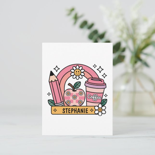 Essentials für Pink Rainbow - Personalisiert Postkarte (Stehend Vorderseite)