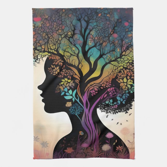 ** "Essenz der Erde: Abstrakte Mutternatur"* Geschirrtuch (Vertikal)