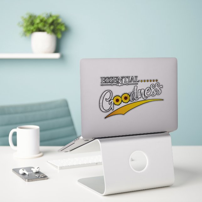 Essenzielle Güte Vinyl Sticker (Laptop auf Schreibtisch)