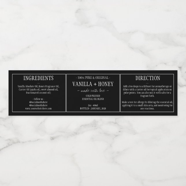 Essenzielle Ölbezeichnung Wasserflaschenetikett (Einzelnes Label)