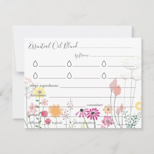 Essenzielles Öl mischt Rezept-Richtungskarte (Vorderseite)