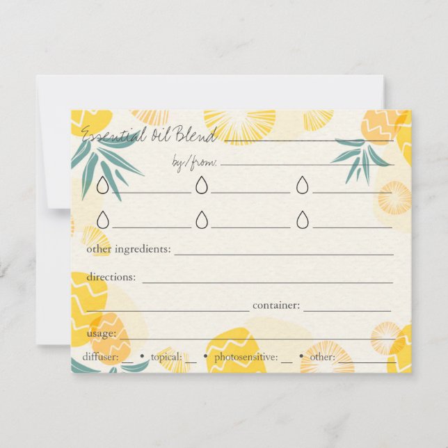 Essenzielles Öl mischt Rezept-Richtungskarte (Vorderseite)