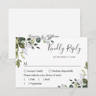 ESSENZWAHL Einfach Elegantes Eukalyptus-Hochzeit RSVP Karte