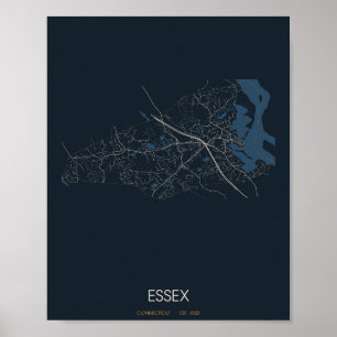 Essex Connecticut Straßenkarte Poster (Nacht)