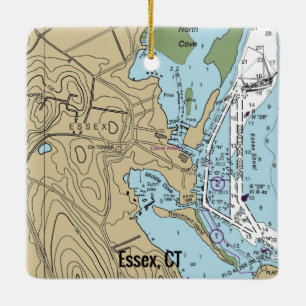 Essex CT Nautical Chart Keramikornament