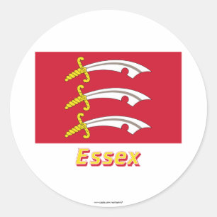 Essex-Flagge mit Namen Runder Aufkleber