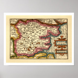 Essex Landkreis England Altes Antiquariat Atlantik Poster