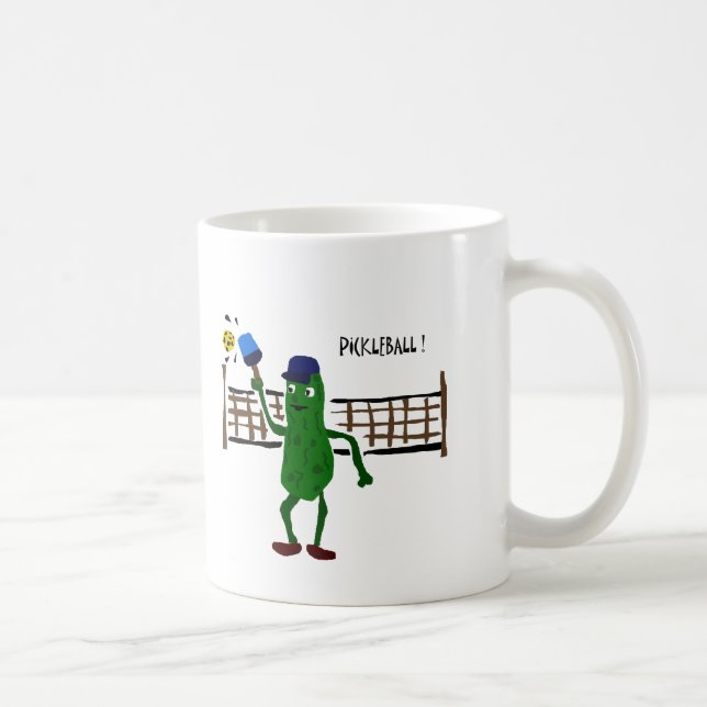 Essiggurke, die Pickleball Primitiv-Kunst spielt Kaffeetasse (Rechts)