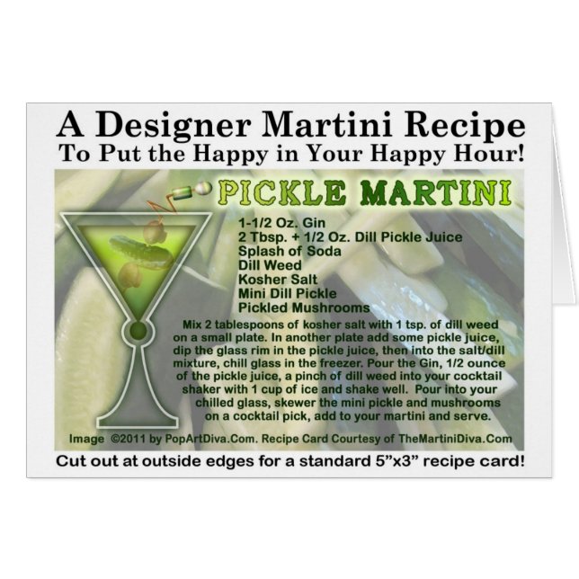 Essiggurken-Martini-Rezept-Karte (Vorderseite (Horizontal))
